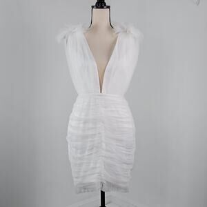 Sau Lee Harlie Tulle Occasion Mini Dress in White Ivory | Women's 10